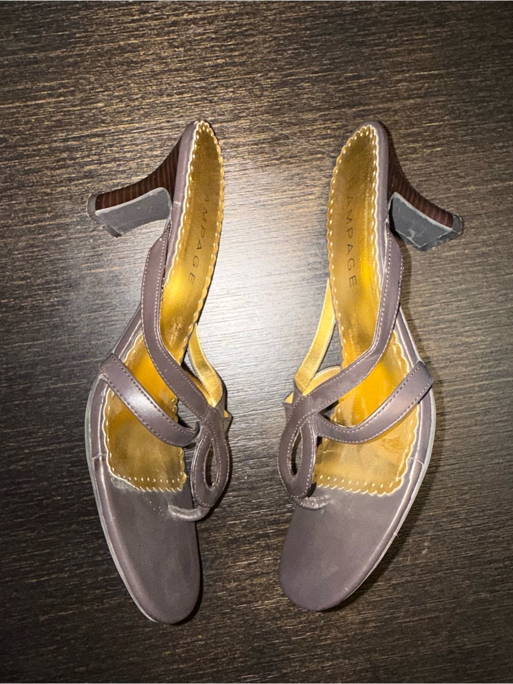 Rampage Brown Strappy Kitten Heel Sandals Y2K Vintage Slip On Heels